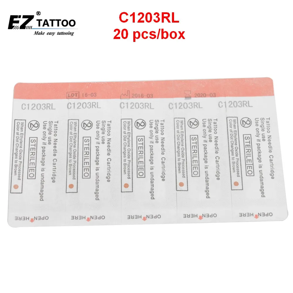 C1203RL EZ белый татуировки иглы картриджа Круглый Liner № 12 0 35 мм с коническим 5 для