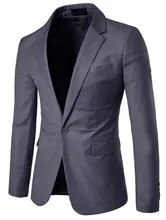 Men Business Suit Formal Suit Coat Blazers Male Fashion Solid Color Cotton Blend Full Sleeves Single Button Slim Suit