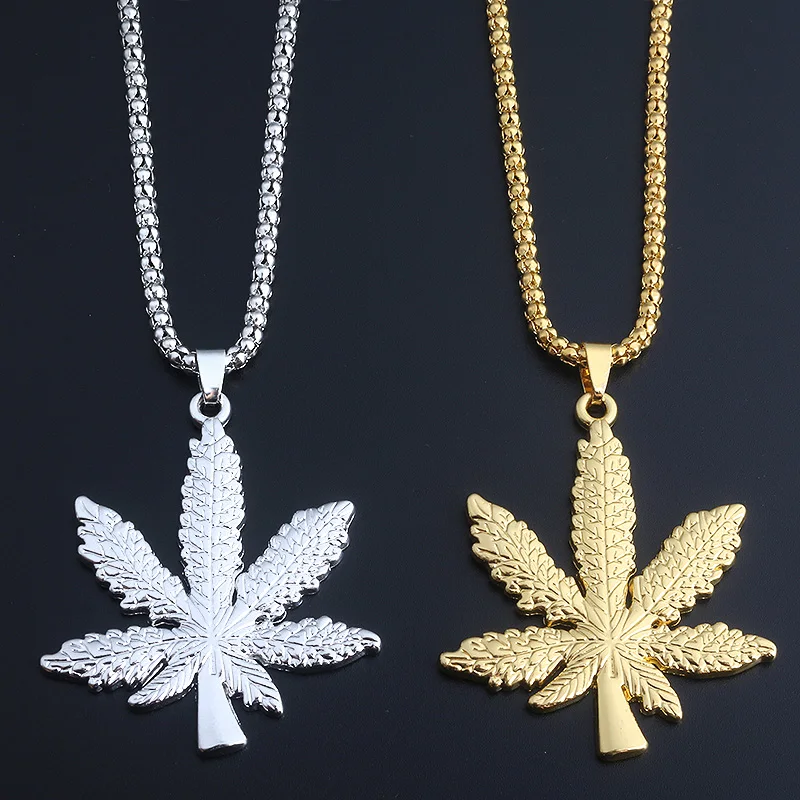 

Hemp Maple Leaf Hip Hop Style NecklaceFor Women Men Fashion Jewelry Necklace Pendant 2 Color For Choosing