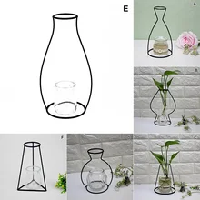 Новинка 1 шт. металлическая железная ваза DIY рамка черная Геометрическая рамка искусственный цветок ваза XSD88