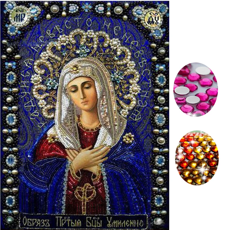 

Diy Diamond Painting Cross Stitch Religion Icon of Maria Diamond Mosaic Needlework Crafts Round diamond embroidery religion Lady