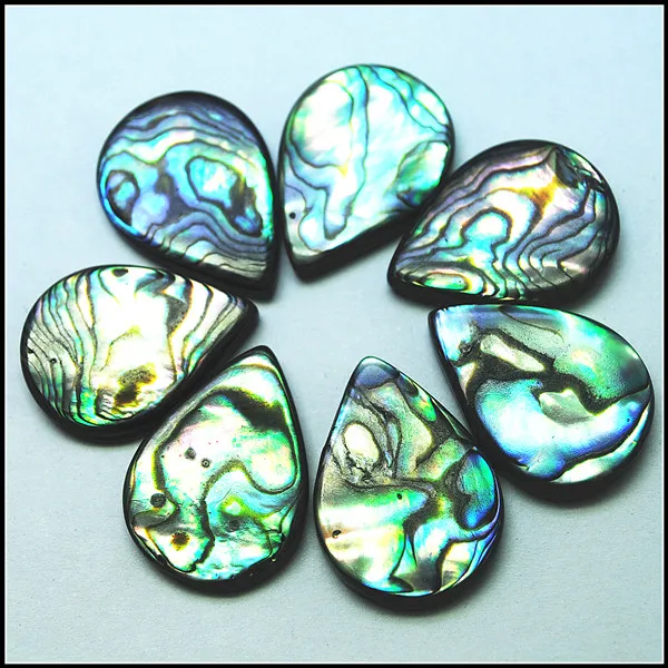 

4pcs natural shell cabochons abalone shell cabs teardrop shape size 18x25mm organic shell material