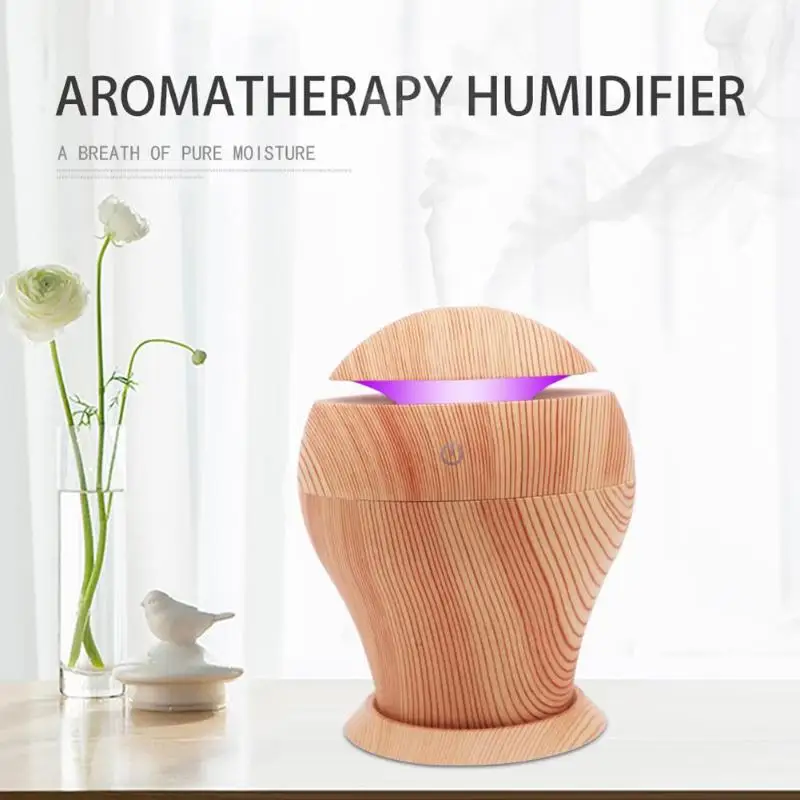 

250ml Wood Grain Ultrasonic Humidifier Mini Air Humidifier Essential Oil Touch Control Aromatherapy Aroma Diffuser Mist Maker