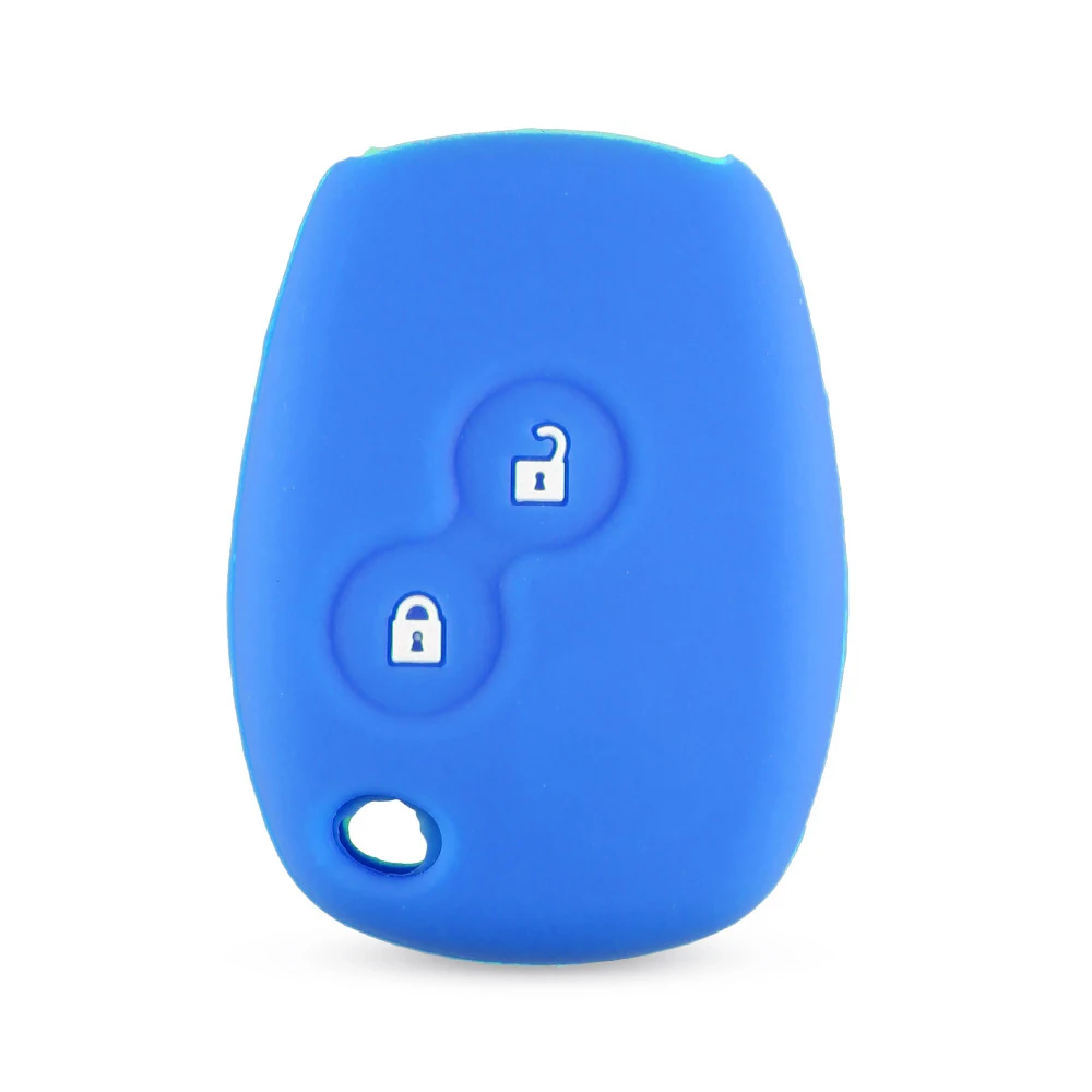 KEYYOU 10x силиконовый чехол для дистанционного ключа от машины крышка 2 кнопки для Renault Kangoo DACIA Scenic Megane Sandero Captur Twingo Modus - Название цвета: Синий