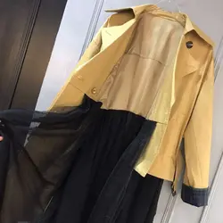 Длинные тренчи для женщин для 2019 Новое поступление двубортное пальто тонкий элегантный повседневное летней вечеринки леди Тренч