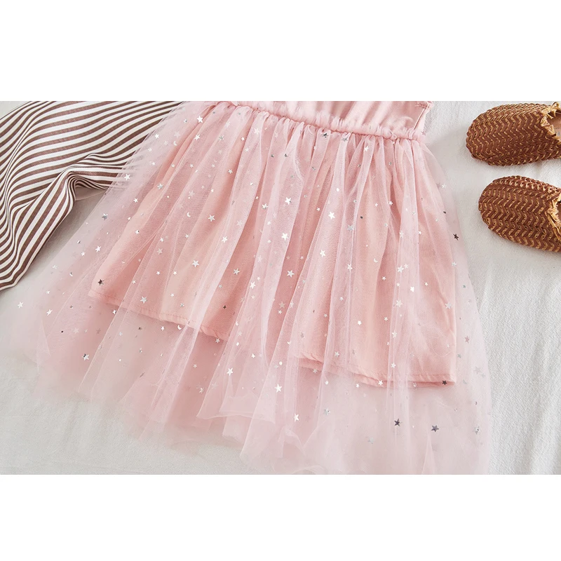Красивые платья для девочек г., новая летняя детская одежда милое платье принцессы с блестками и пятиконечной звездой для девочек