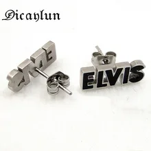 DICAYLUN серьги-гвоздики из нержавеющей стали ювелирные изделия черные буквы звезды Элвиса серьги модные унисекс для женщин мужчин