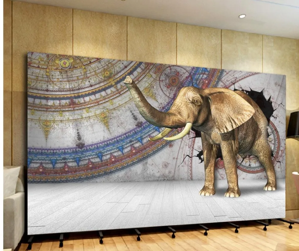 Home Decoration 3d customized wallpaper Elephant 3D painting photo wall