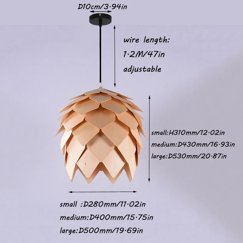 Modern Wood Pinecone Pendant Lights Hanging Art Craft Wooden Artichoke Pendant Lamps Dinning Room Restaurant Retro Fixtures Luminaire DIY Lighting Interior Decor (24)