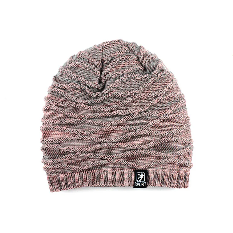 [FLB] зимняя вязаная шапочка для мужчин двухслойная теплая вязаная береты-кепки мужские толстые бархатные шапочки F18068 - Цвет: Pink hats
