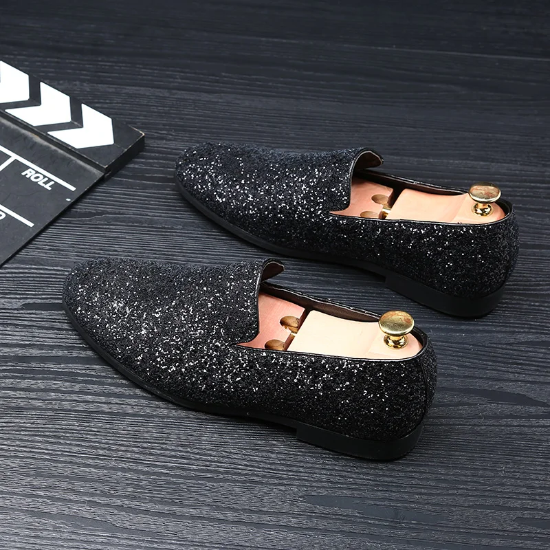 designer shoes men silver gold spiked loafers male rhinestone luxury brand dressing moccasins studded cool flats shoes for men (56)