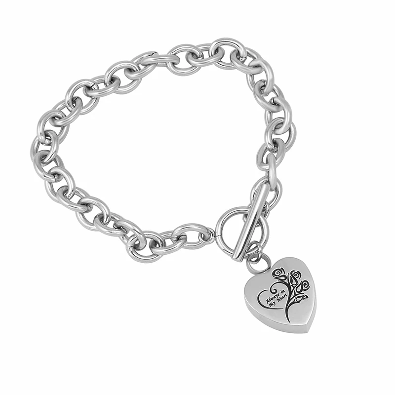 Ijb5048 Cuore Cremazione Urna Bracciali Incidere Sempre Nel Mio Cuore Ricordo Del Braccialetto Di Alta Qualità In Acciaio Inox Braccialetti Di Ahes