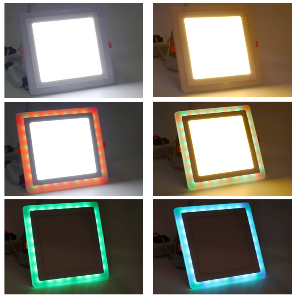 Светодиодный панельный светильник 220 В, 3 Вт, 6 Вт, 12 Вт, 18 Вт, поверхностный светодиодный панельный светильник квадратной формы с 3 режимами RGB светодиодный панельный светильник 110 В, потолочный светильник RGB