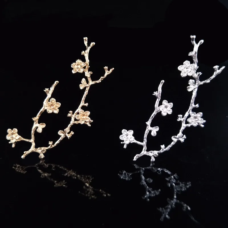 

10 PCS 56*95mm Fashion Metal Alloy KC Gold Silver Branch Flowers Connectors Charm For Jewelry Making