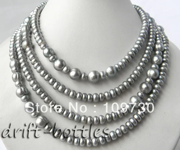 

Jewelry 0012097 71'' Gray Flat Round 11MM Round Freshwater Pearl Necklace