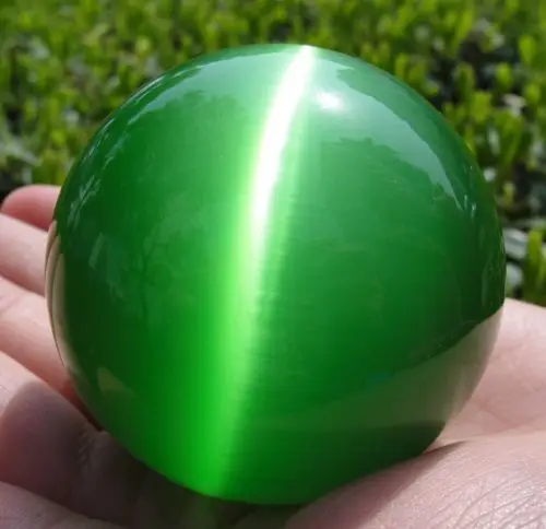 

60MM Hot Sell Asian Quartz Green Cat Eye Crystal Healing Ball Sphere