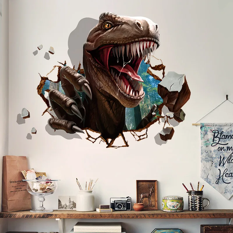 Three-Dimensional Dinosaur Bedroom Wall Sticker Wall Decorations Living Room Decoration 3D Stickers Muraux