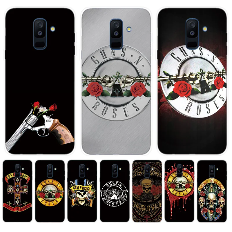 

Heart Soft Phone Case For Samsung Galaxy A6 A8 Plus A5 A7 2018 A3 2017 2016 A6S A8S A9S A9 Star Pro lite Cover guns n roses