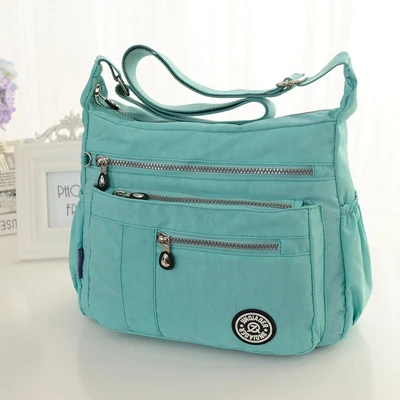 Нейлоновая женская сумка через плечо, одноцветная водонепроницаемая сумка-тоут, сумка-мессенджер, женские сумки, дизайнерские сумки через плечо с верхней ручкой - Цвет: Jade green