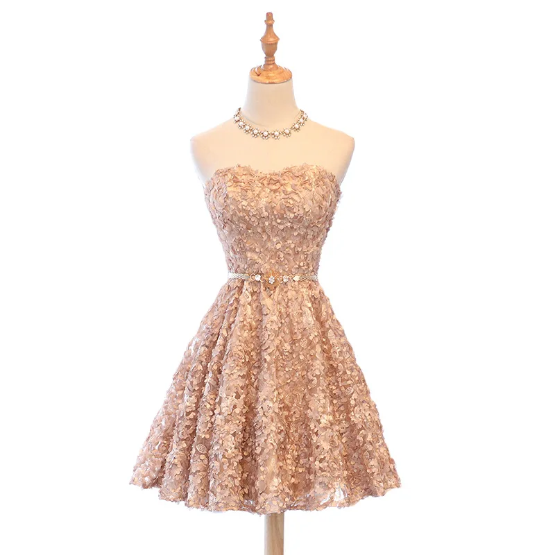 

New Fashion Lace Bubble Dresses Women Knee-Length Wrap Chest Bandage Dress Vintage Party Club Dress Pink White Blue