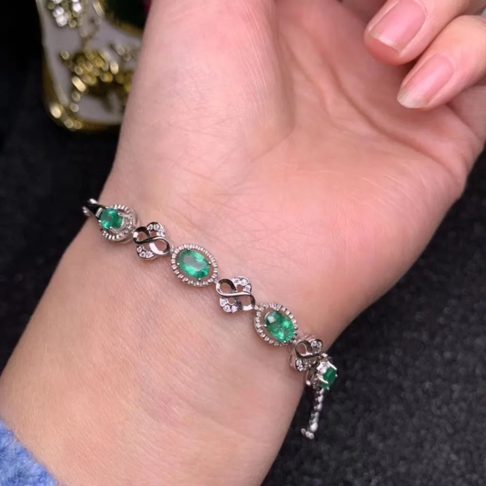 Natural Emerald Bracelet chain bracelet Free shipping Natural real