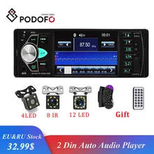 Podofo 4.1 pollici 1 Din Radio Auto Auto Audio Stereo autoradio Bluetooth Supporto Videocamera vista posteriore USB Volante di Controllo Remoto
