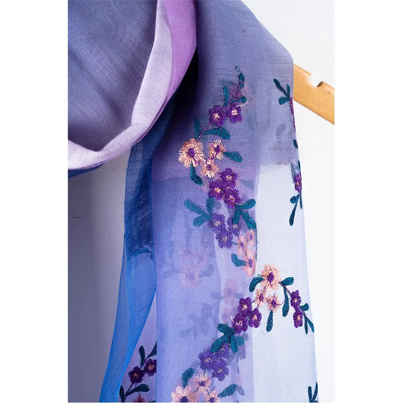 Цветочный Embroideried шаль Обёрточная бумага Леди Шерсть шелковый шарф Элитный Бренд