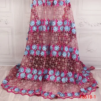 

Latest High Quality African Tulle Lace Fabric 2018 nigerian lace fabric high quality lace For indian Dress With Beads AMY1861B-1