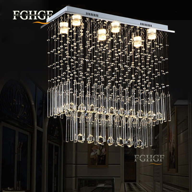 Прямоугольник хрустальная люстра свет Luminaria кристалл лампы люстры де cristal светильник для столовой поверхностного монтажа
