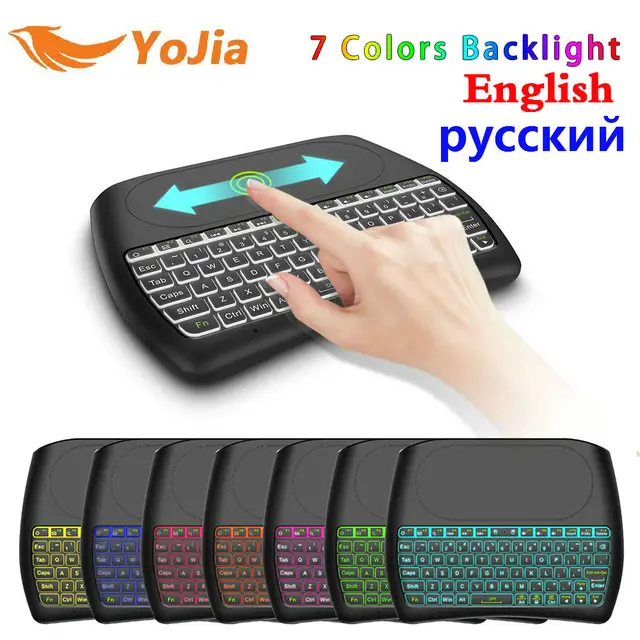 Best Offers D8 PRO Backlight 2.4GHz Wireless Mini Keyboard Air Mouse D8 Plus i8 English Russian Touchpad Controller for Android TV BOX PC 