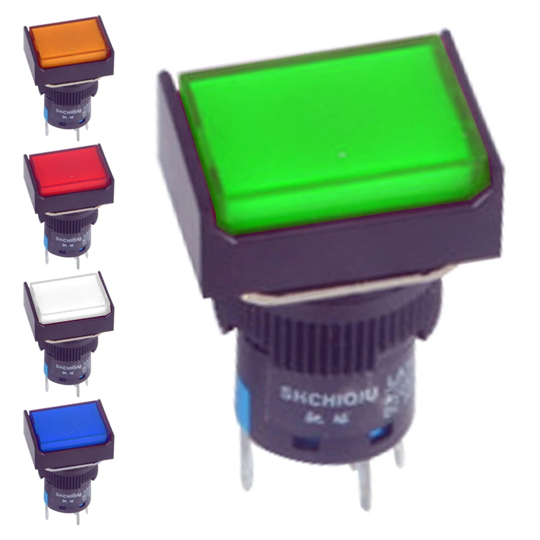 

1pcs 16mm LED Maintained Illuminated Rectangule Push Button Switch Self Lock Fix Latching 5 pins