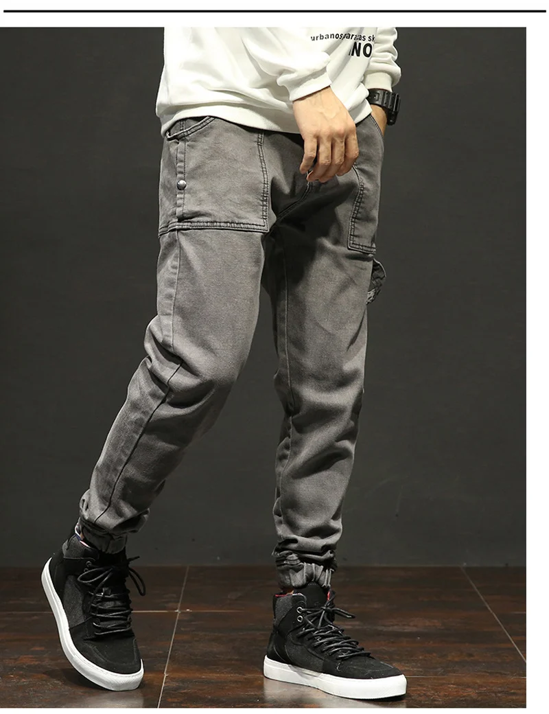Высокая уличная мода мужские джоггеры джинсы классический панк стиль мульти карманы штаны-карго военные Большие размеры 28-42 хип-хоп