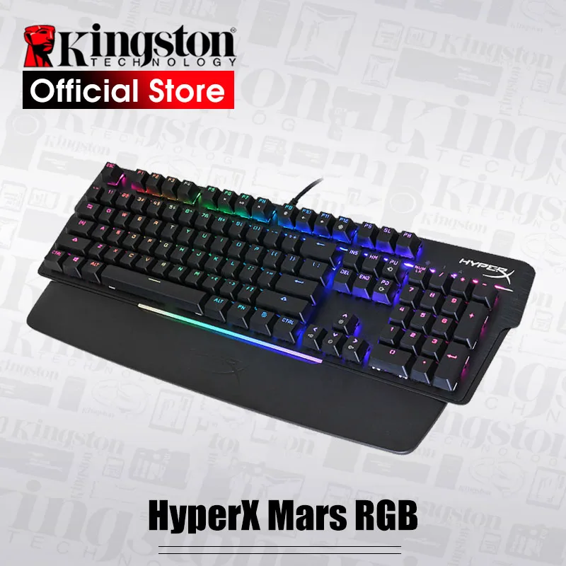 KINGSTON HyperX Mars RGB Механическая игровая клавиатура Регулируемая клавиша цвет фона и яркость электронная Спортивная клавиатура