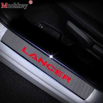 

Car Door Sill For Mitsubishi LANCER 4D Carbon Fiber Vinyl Sticker Door Sill Protector Scuff Plate Car Sticker Accessories 4Pcs