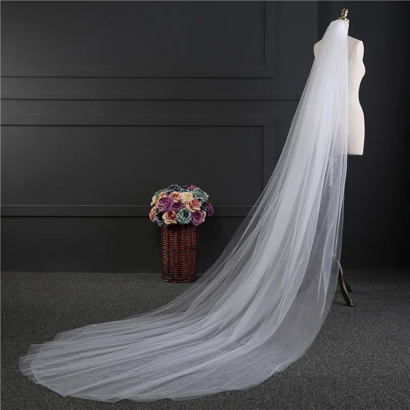Свадебная вуаль, два слоя, фата невесты, белая, 3 метра, 5 метров, длинная, veu de novia, короткая вуаль для невесты с гребнем, церковная вуаль
