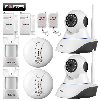 

Fuers WiFi IP Camera Home Burglar Security Smoke Fire Detector Alarm System+IOS/Android App Remote Control Network Alarm System