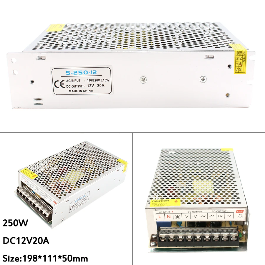 12 V источник питания AC 220V к DC 12 V 1A 2A 3A 5A 8.5A 10A 15A 20A 25A адаптер питания 220V к 12 V вольт для светодиодной ленты