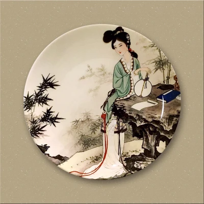Китайская стильная женская керамическая декоративная тарелка Ming and Qing dynastes Классическая Ручная настенная подвесная тарелка Креативные украшения - Цвет: Красный