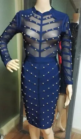 army-green-black-light-blue-pink-long-sleeve-mesh-sexy-party-women-beading-bandage-Dress (2)