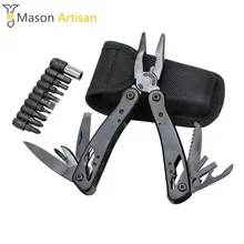 1Piece Multi Tool Folding Pliers with Knife Screwdriver Bits Camping Survival Outdoor Multitool Hand Tools Cycling