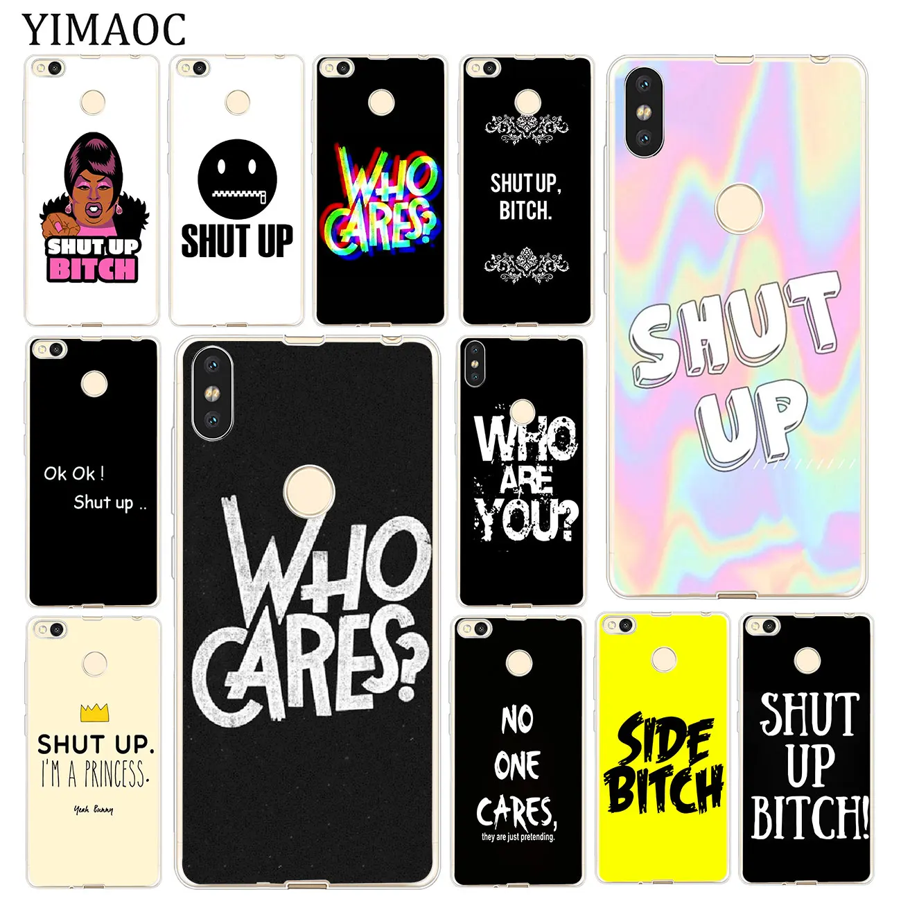 Мягкий чехол для телефона YIMAOC Who Cares shut up Bitch Xiaomi MI Redmi 8A 7A 6A 5A 4X Note 8 7 6 Pro 5 Plus|Бамперы| |
