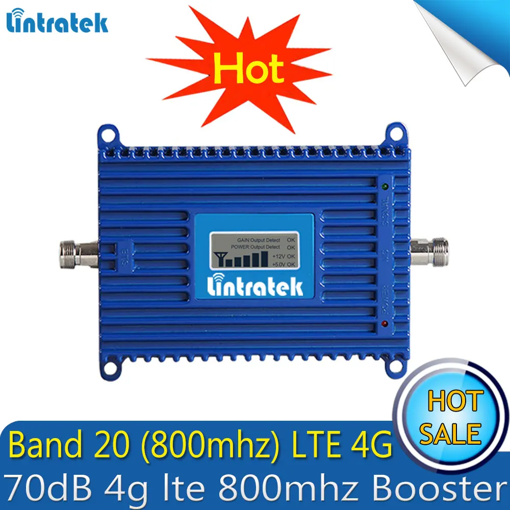 Усилитель сигнала Lintratek repedor LTE FDD 800 МГц (полоса 20) 4G 70 дБ сотовый телефон 4g lte