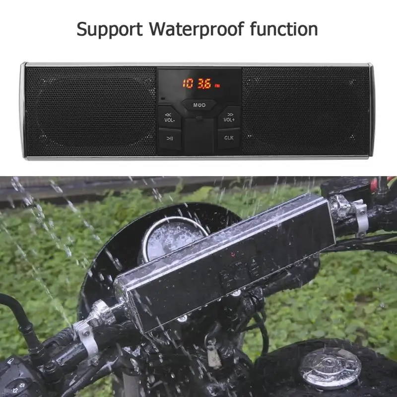 Водонепроницаемый Bluetooth аудио звуковая система для мотоцикла светодиодный дисплей приложение управление MP3/TF/USB FM Радио стерео колонки