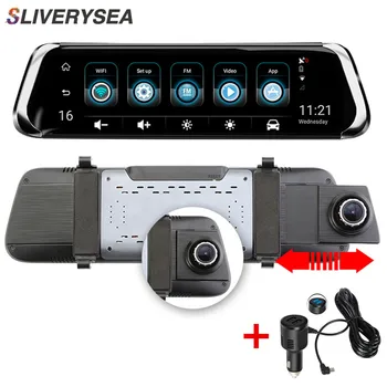 SLIVERYSEA Car DVR 10IPS Touch 4G Mirror DVR Android ADAS GPS FHD 1080P WIFI Auto Registrar Rear View Mirror Camera Dash Cam