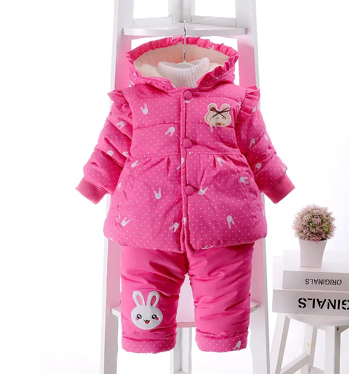 Russia autumn winter 2016 cotton padded jacket pant clothes set kids