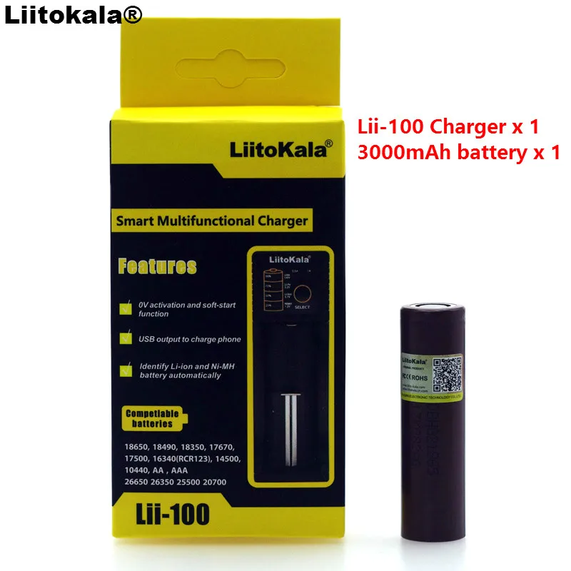 Зарядное устройство Liitokala lii-100 1 2 в 3 7 26650 для аккумуляторов электронных сигарет