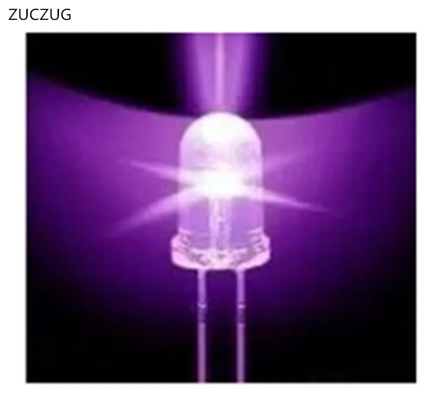 

ZUCZUG Led 1000pcs Ultra Violet Round Transparent UV Purple 365nm-430nm(385nm) Ultraviolet 5mm uv Lamp Light Led Diode