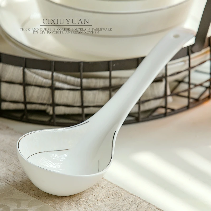 

Bone China long handled spoonspoon, kitchen cooking accessories, ceramic tableware, pocelain long ladle, long scoop, rice spoon