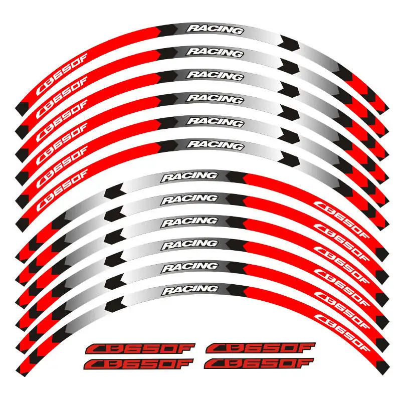 12-компонентный мотоцикла стикеры колеса модные декоративные стикеры в полоску Светоотражающая наклейка на обод для Honda CB650F - Цвет: 13