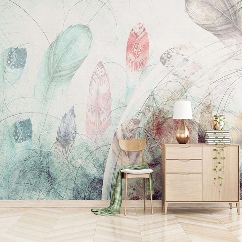 

3d Novelty Hand Painting Abstract Feather Wallpapers Mural for Living Room Home Wall Art Decor Photo Wallpaper Custom Murals